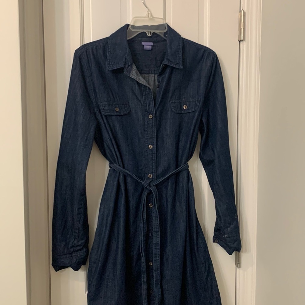 Laura Scott denim shirt dress size large 100% cotton
